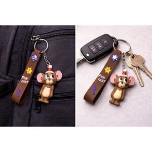 Jerry Mouse Bag Charm Keychain Tom & Jerry Cartoon Backpack Charm Cute Character